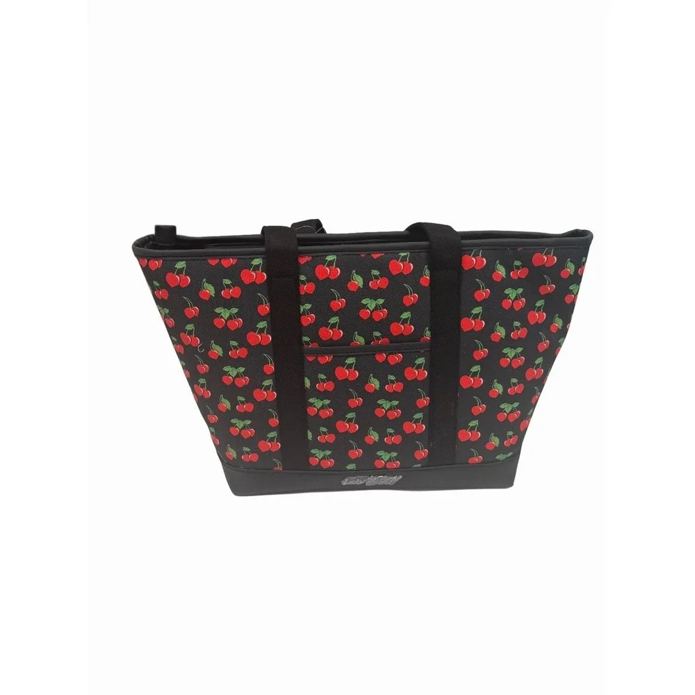 BETSEY JOHNSON LUV Betsey Cherry Tote Bag in Black/Red NWT